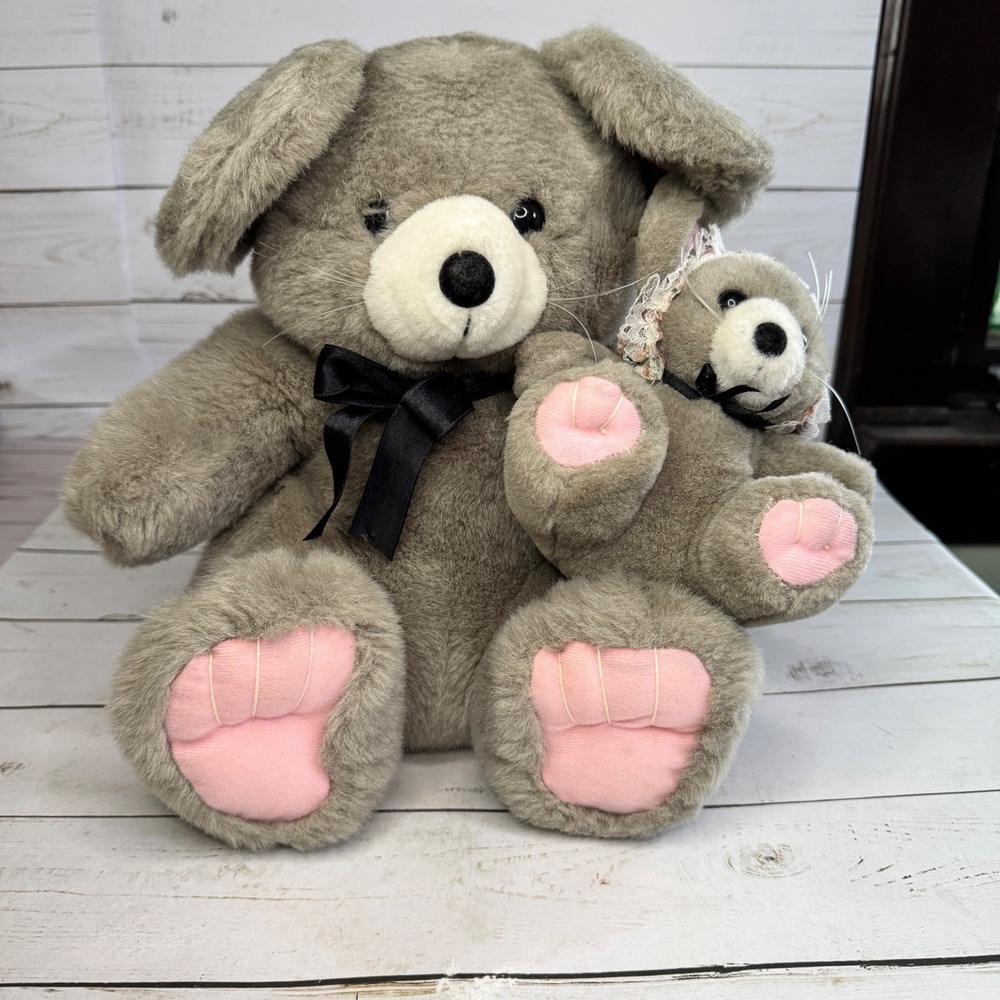 Kids‎ of America Mommy Mouse & Baby Soft Stuffed Animal Plush Toy 12" Vintage